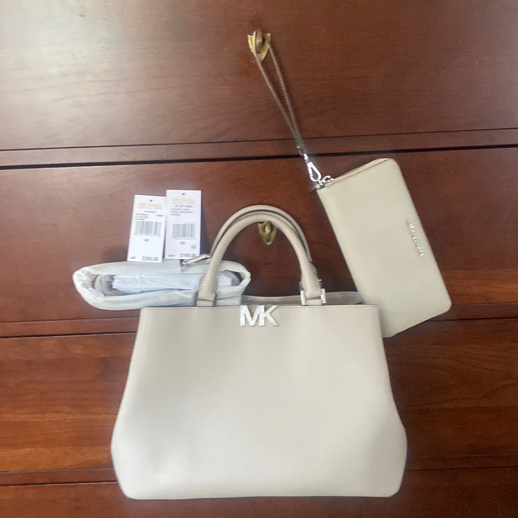 Michael Kors Cement Florence Lg Satchel & Jet Set Travel Continental Wallet $536